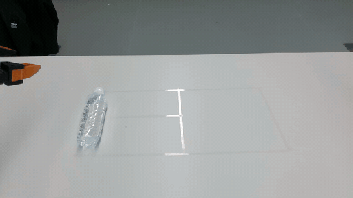 Complete dual-arm robot bottle-handoff rollout.