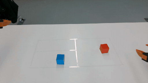 Complete single-arm robot cube-stacking rollout.